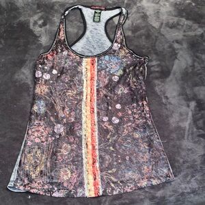 Custo floral lace tank top with cotton back